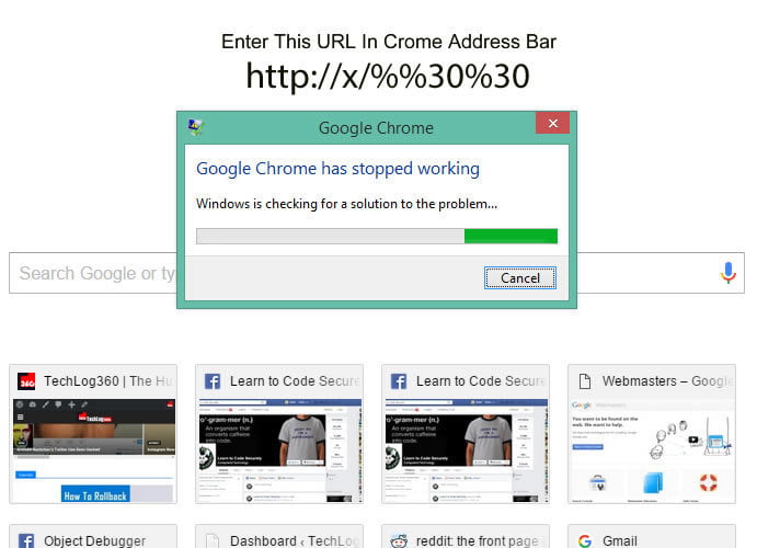 Crash Google Chrome 