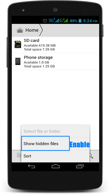 hide files in android