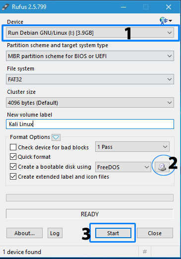 kali linux usb boot