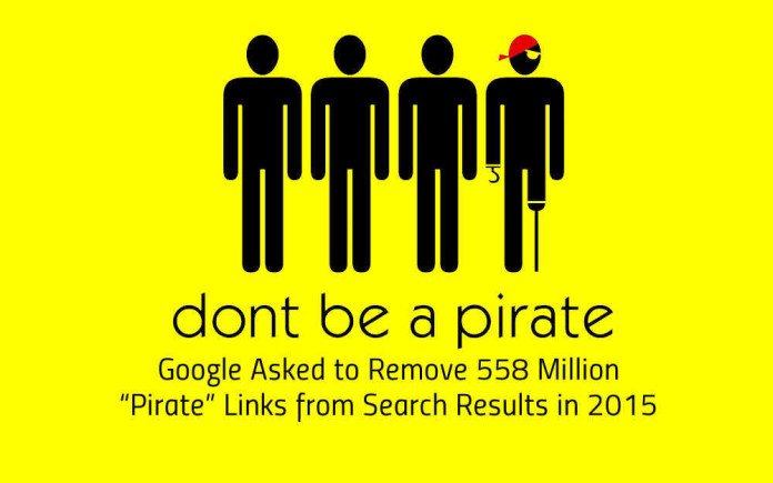 Google Asked to Remove 558 Million Pirate Links from Search Results in 2015
