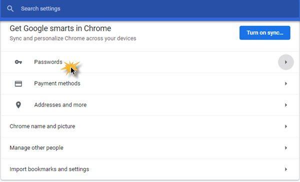 google chrome saved passwords missing