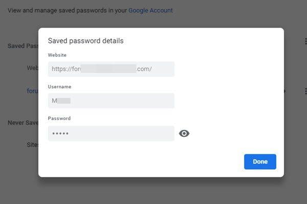 google saved passwords chrome