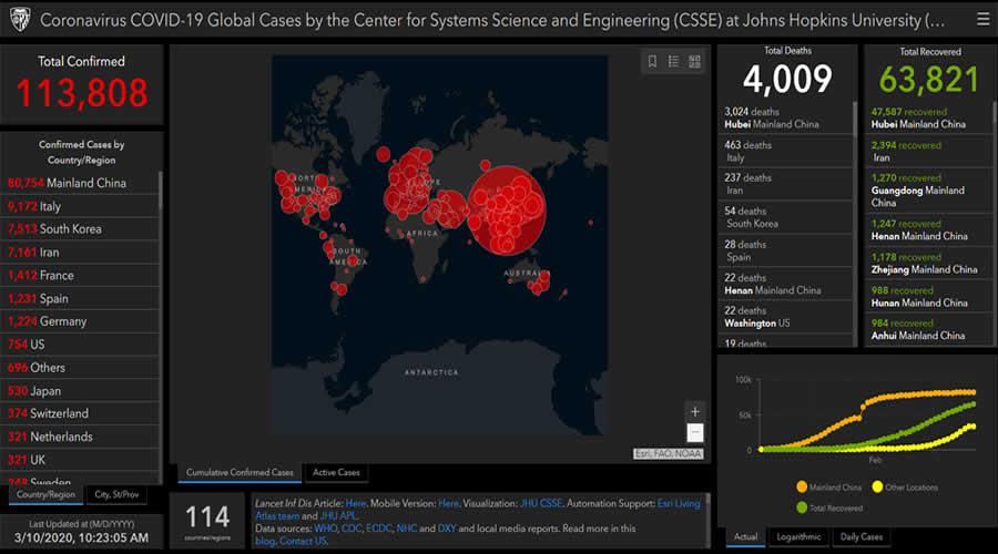 Coronavirus COVID-19 Global Cases map