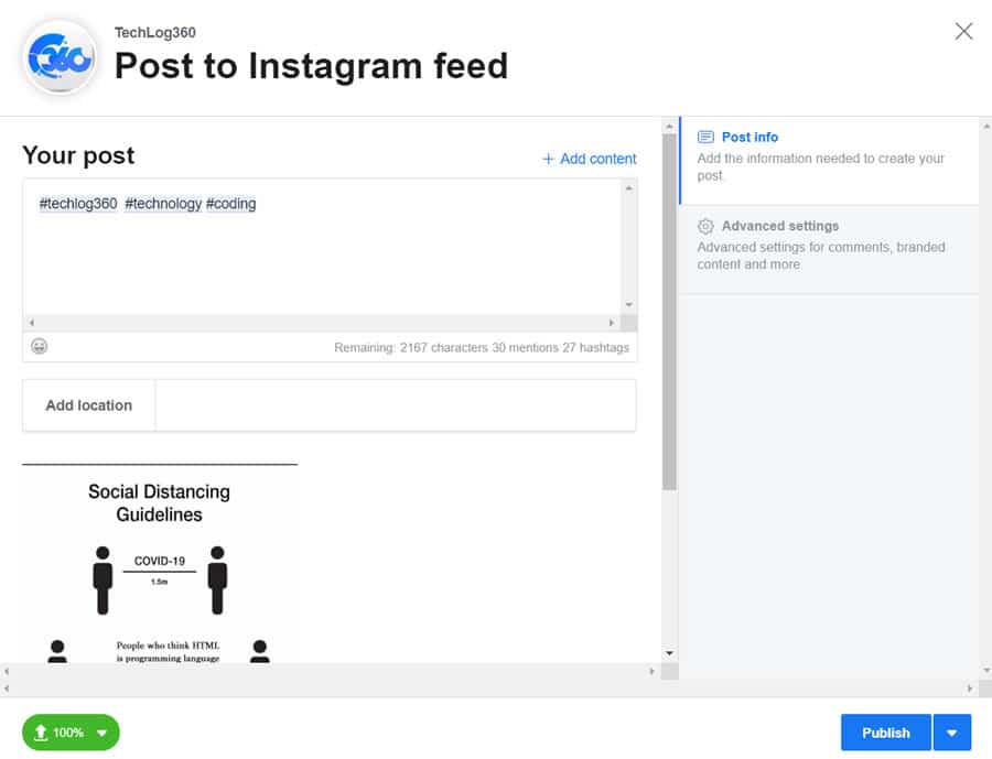publish and schedule posts on Instagram from PC