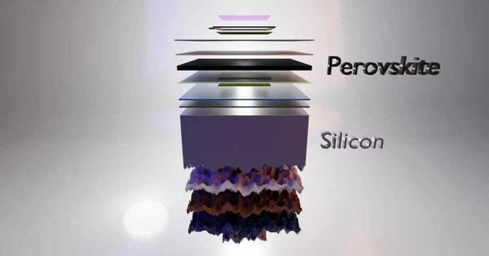 solar panel made of silicon and perovskite