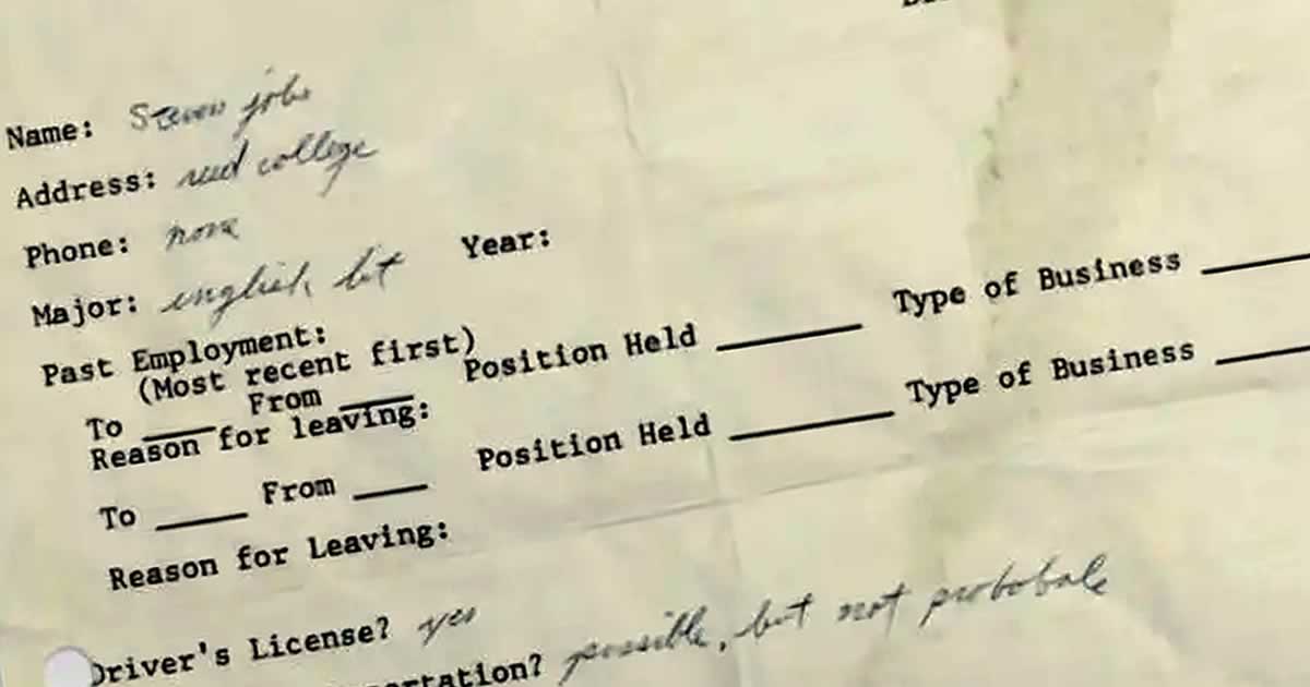 A Handwritten Job Application By Steve Jobs In 1973 Will Be Auctioned