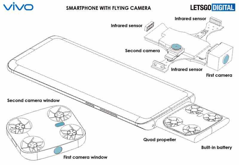 vivo smartphone with flying camera