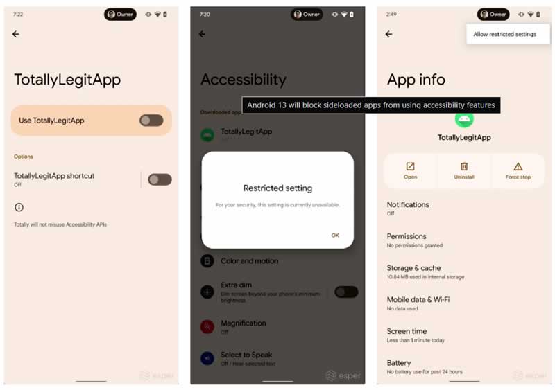 Android 13 Will Block Permissions For sideloading apps