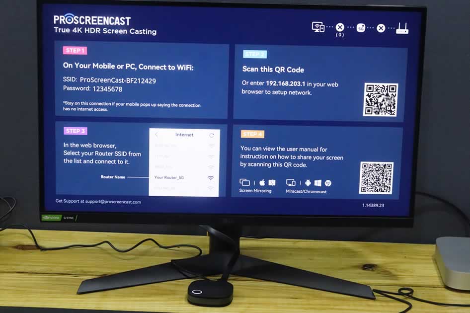 ProScreenCast SC01 home screen