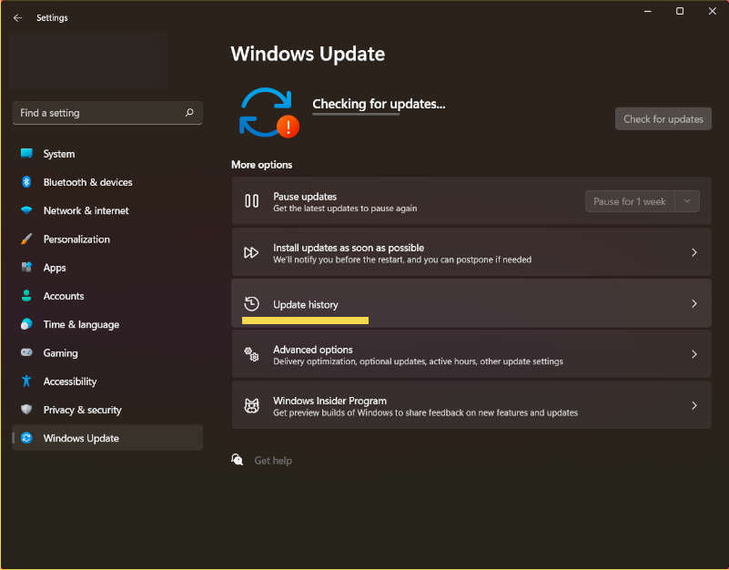 Uninstall Windows updates from Settings