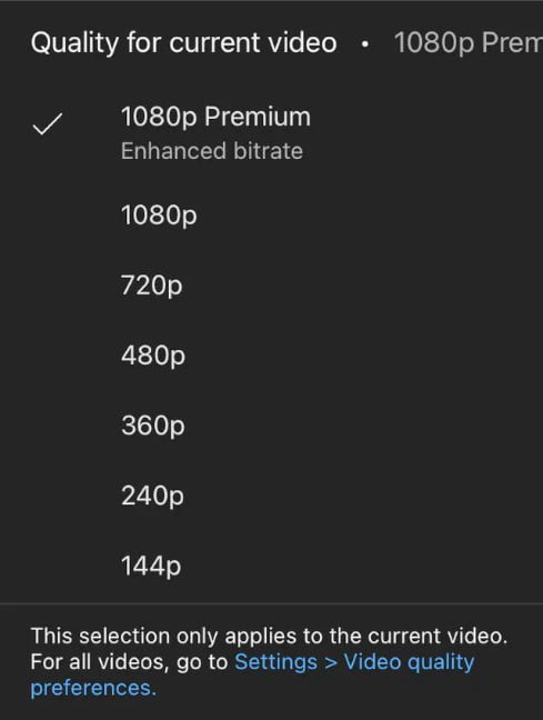 YouTube 1080p Premium