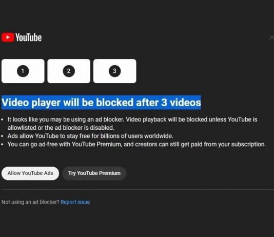 YouTube Restrict AdBlock Users to Watch Only Three Videos YouTube Restrict AdBlock Users to Watch Only Three Videos