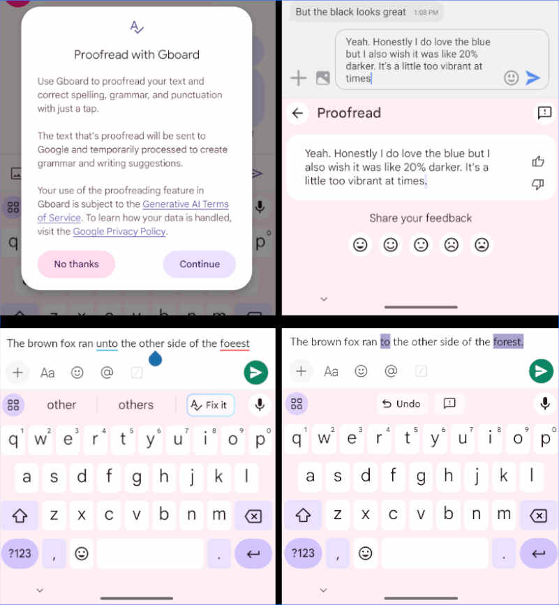 Gboard AI Proofreading