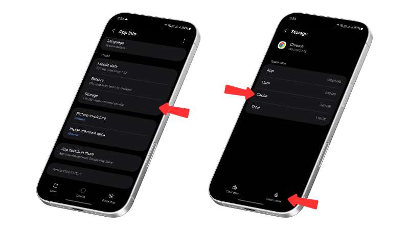 cache clearing on smartphone